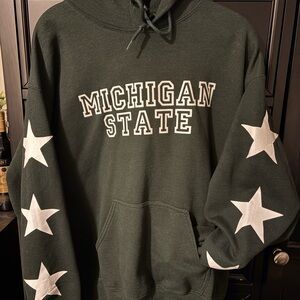 Green Michigan State Hoodie with Star Sleeves
